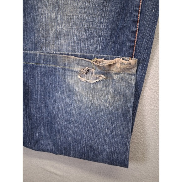 Gino Green Global Men Dark Wash Patched Embroidered Denim Jean Y2K Jeans Size 36 - Picture 11 of 13